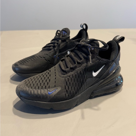 Nike Kids Black Sneakers with Blue Highlights
